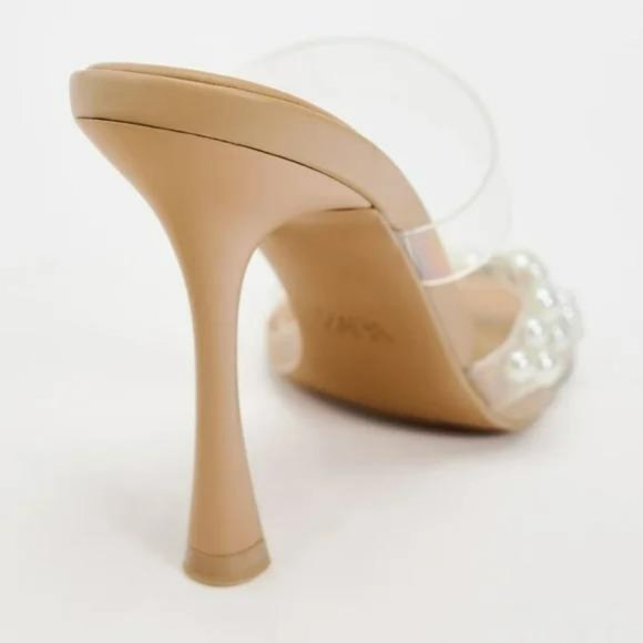 ZARA HEELED VINYL SANDALS WITH FAUX PEARLS - Picture 3 of 6
